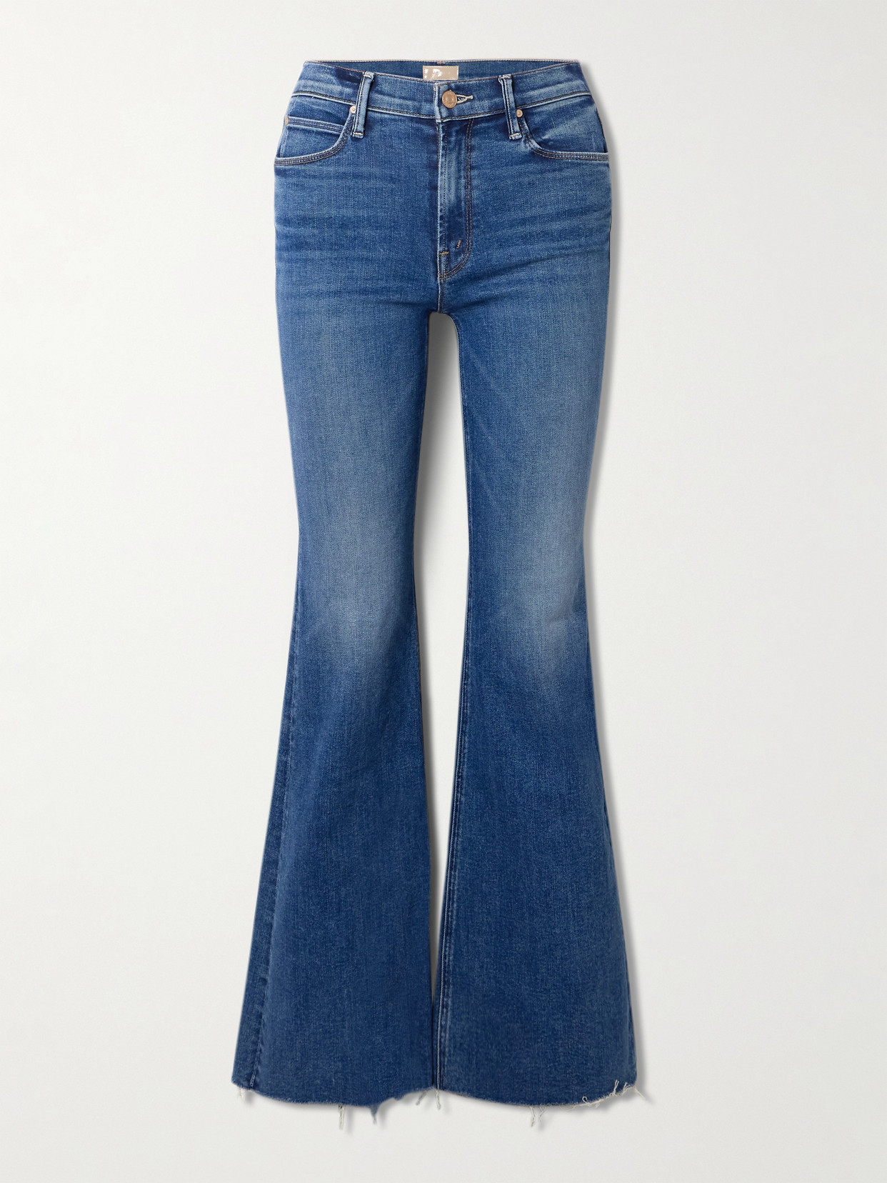 Mother - The Doozy Sneak Fray High-rise Flared Jeans - Blue | NET-A-PORTER (US)