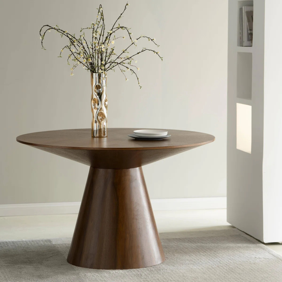 Kathaline 47" Round Dining Table With Ash Wood Veneer Top And Pedestal Base Kathaline Series | Wayfair North America