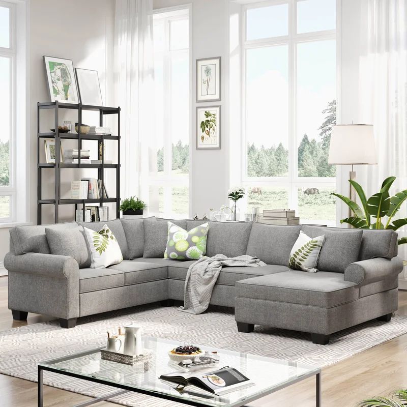 Khang 3 Pcs Chenille Sectional Sofa Upholstered Rolled Arm Classic Chesterfield Sectional Sofa 3 ... | Wayfair North America