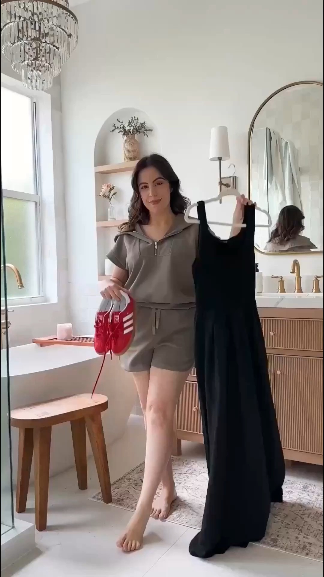 A sleek black sleeveless maxi dress with red Adidas Gazelle Indoor sneakers for a pop of color — such a fun weekend look! Added a leather belt for texture and finished it off with a denim jacket and a few simple accessories.

sneaker styling, how to style, denim jacket, effortless look, petite fashion, modest outfit, casual look

#LTKootd #LTKPetite #LTKU