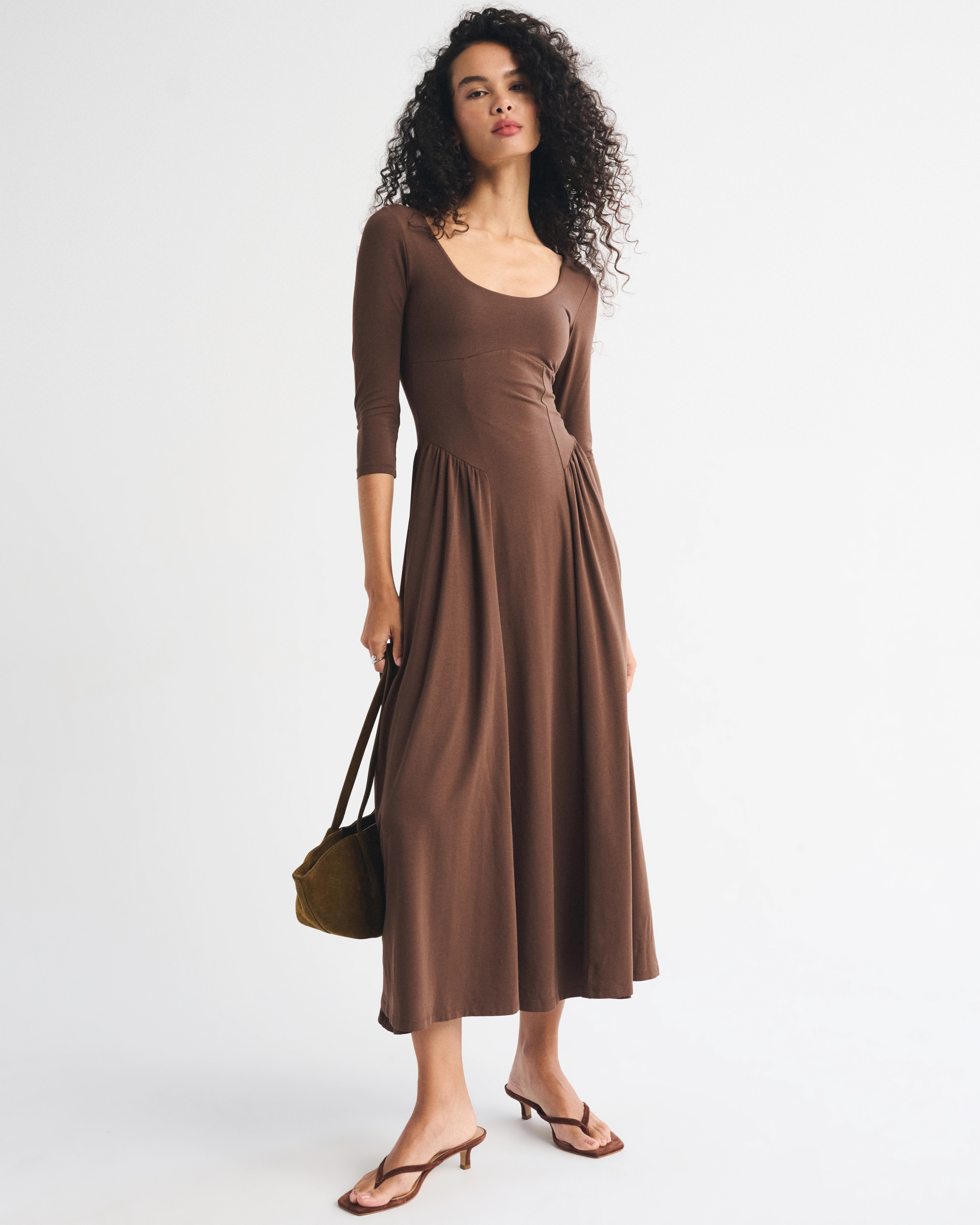 A&F Dylan Bra-Fre 3/4 Sleeve Knit Midi Dress | Abercrombie & Fitch (US)