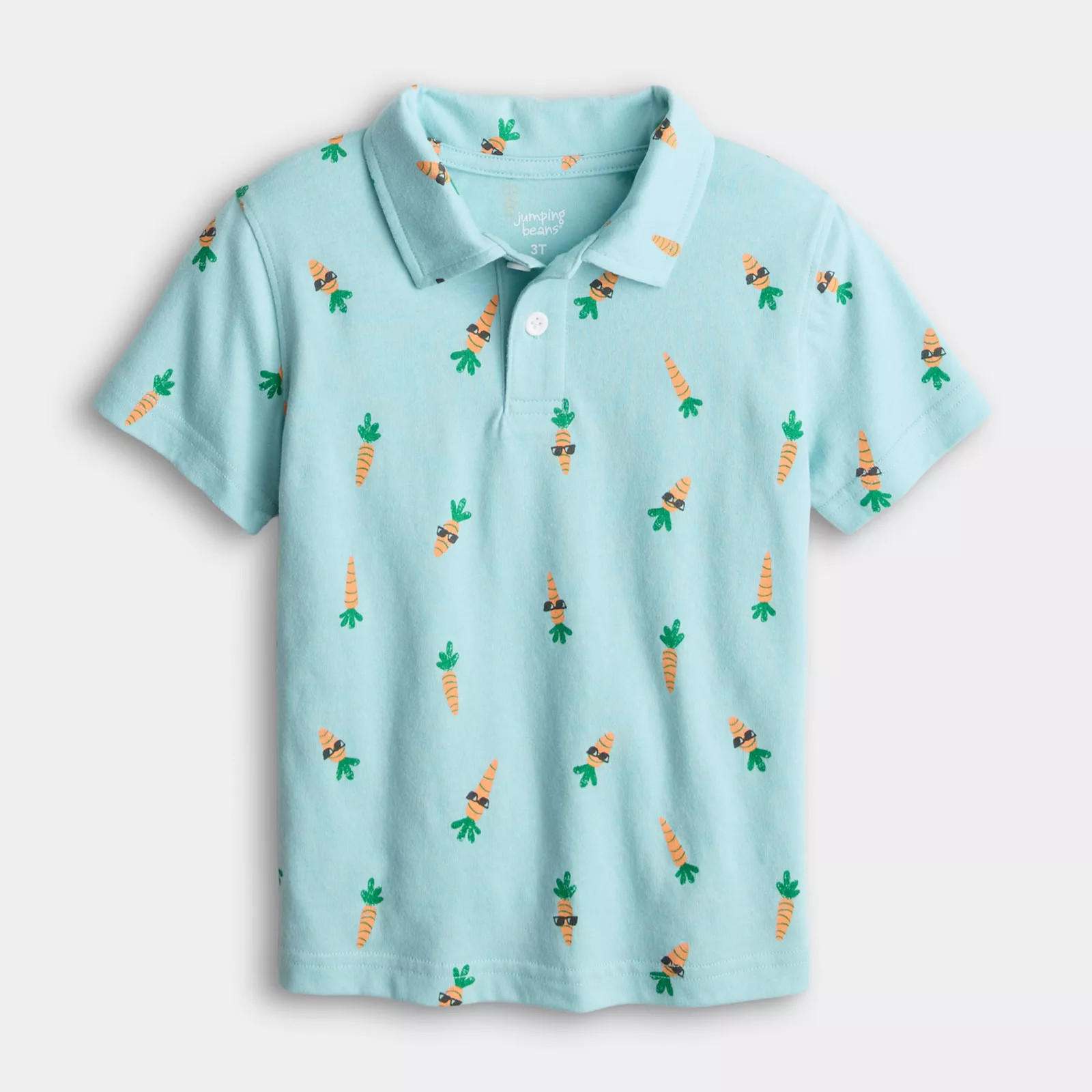 Baby & Toddler Jumping Beans® Carrot Print Jersey Polo Shirt, Toddler Boy's, Size: 3T, Blue Carrot Print | Kohl's