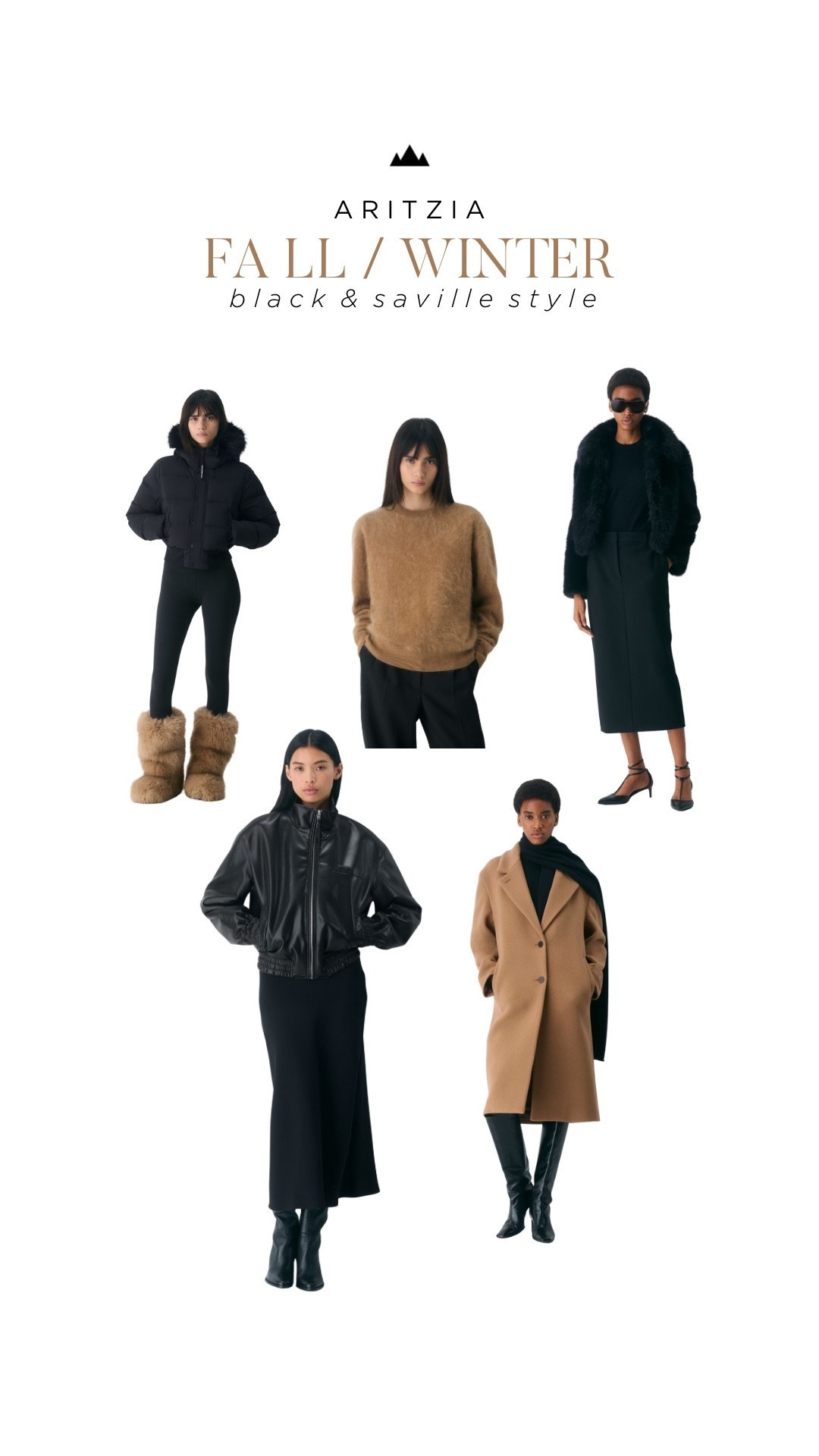 Aritzia Fall & Winter 
Black and Camel Style 

Fall Outfits 
Winter Outfits 

Classic Capsule Wardrobe
Leather jacket 
Wool Coat 
Cashmere Sweater  

#LTKOver40 #LTKSeasonal #LTKStyleTip