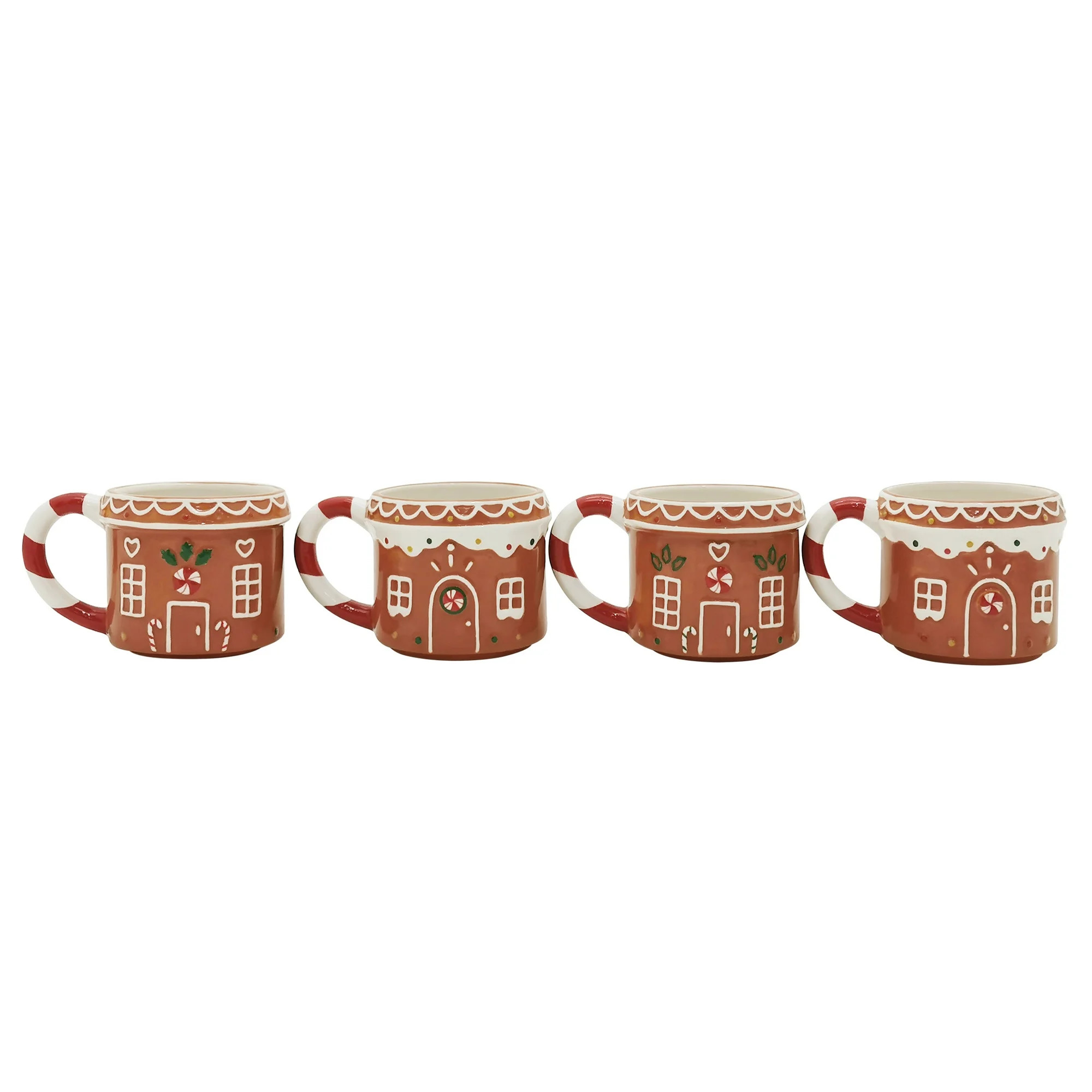 Holiday Time Gingerbread House Stackable Stoneware Mug with Metal Rack Set,  Multi Color | Walmart (US)