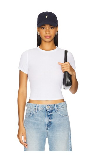 Rhea Short Sleeve Fitted Top in White | Revolve Clothing (Global)