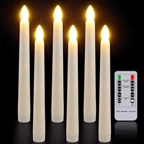 Flameless Candles with Remote Timer, PChero 7.9" Ivory Battery Operated LED Taper Dripless Floating  | Amazon (US)