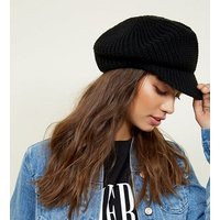 Black Ribbed Knit Baker Boy Hat New Look | New Look (UK)