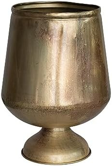 Creative Co-Op 12.5 Inches Round Metal Footed Planter, Holds 9 Inches Pot, Antique Brass Finish | Amazon (US)