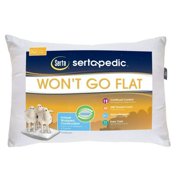 Sertapedic Won't Go Flat Bed Pillow, Standard/Queen - Walmart.com | Walmart (US)