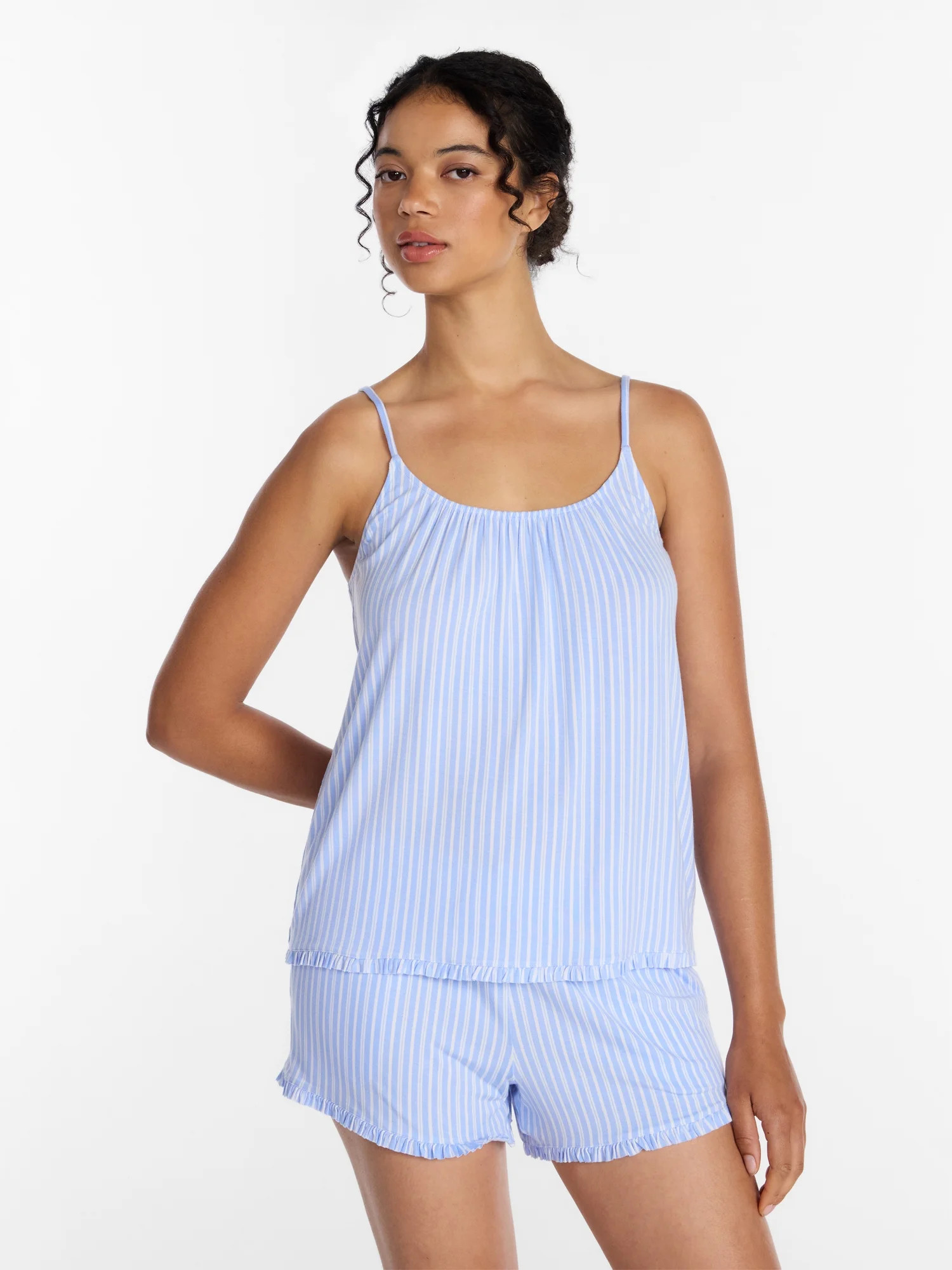 Joyspun Women’s Modal-Blend Ruffle Trim Cami and Shorts Sleepwear Set, 2-Piece, Sizes XS-3X | Walmart (US)