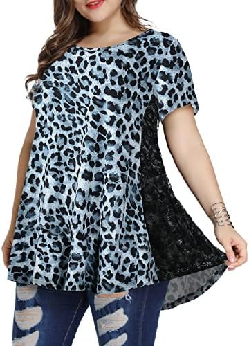 LARACE Plus Size Spring Summer Tunics Tops Short Sleeve Shirts Flowy Lace Tops Wrinkle Free Blous... | Amazon (US)