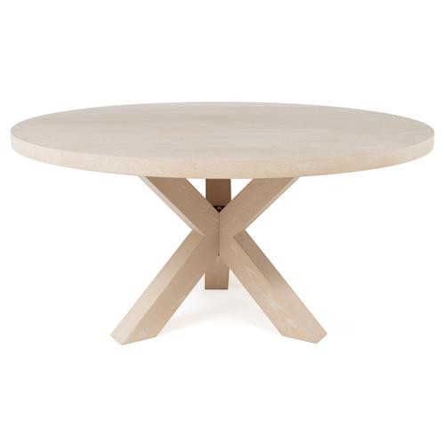 Greco French Country Brown Oak Wood Tripod Base Round Dining Table - 60"W | Kathy Kuo Home