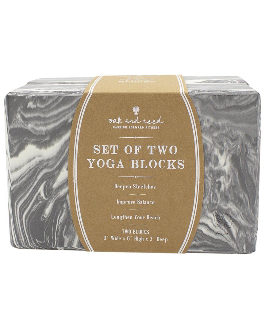 Oak and Reed Form + Function Marbled Yoga Block Set | Gilt