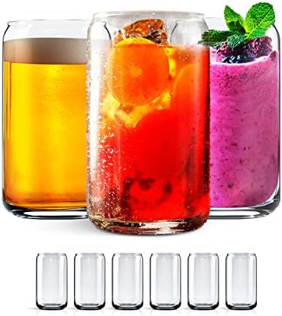 Leavenworks Glass Beer Cups | 16 oz | 6 pack | Aesthetic Can Glasses | Iced Coffee, Smoothies, So... | Amazon (US)