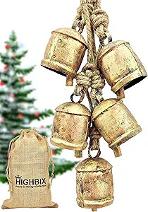 HIGHBIX 10cm Large Rustic Vintage Lucky Round Cow Bells On Rope Wall Hanging Décor (5) | Amazon (US)