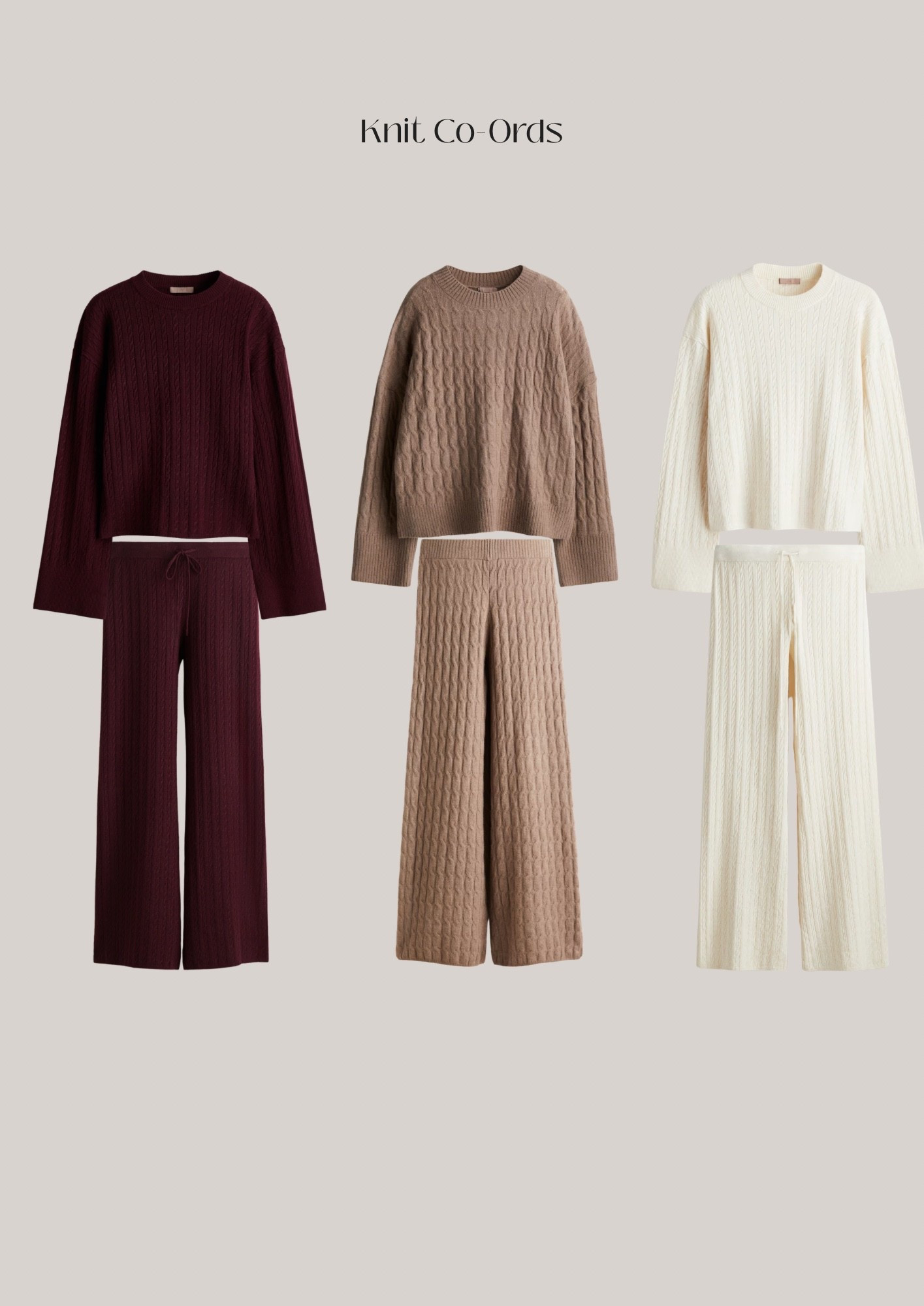 cosy winter knit co-ords

H&M | Cable Knit

#LTKfestive #LTKuk #LTKwinter