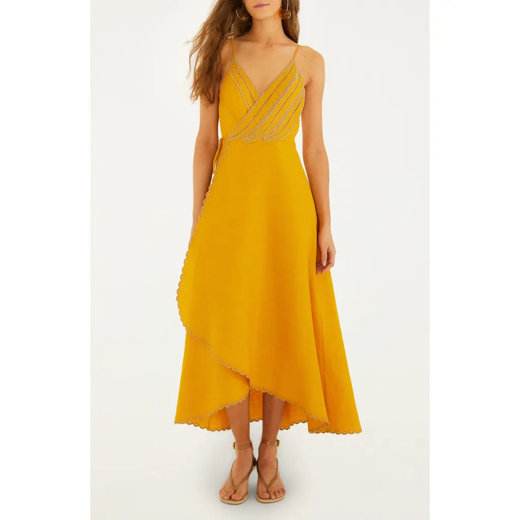 FARM Rio Bananas Maxi Wrap Dress in Yellow at Nordstrom, Size Xx-Small | Nordstrom