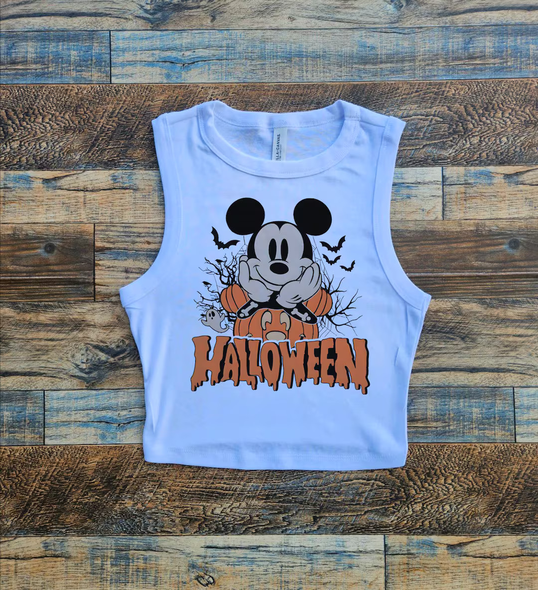 Halloween Mickey Crop Tank, Disney Halloween Baby Tee, Not so Scary Tshirt, Mickey Crop Top, Crop... | Etsy (US)