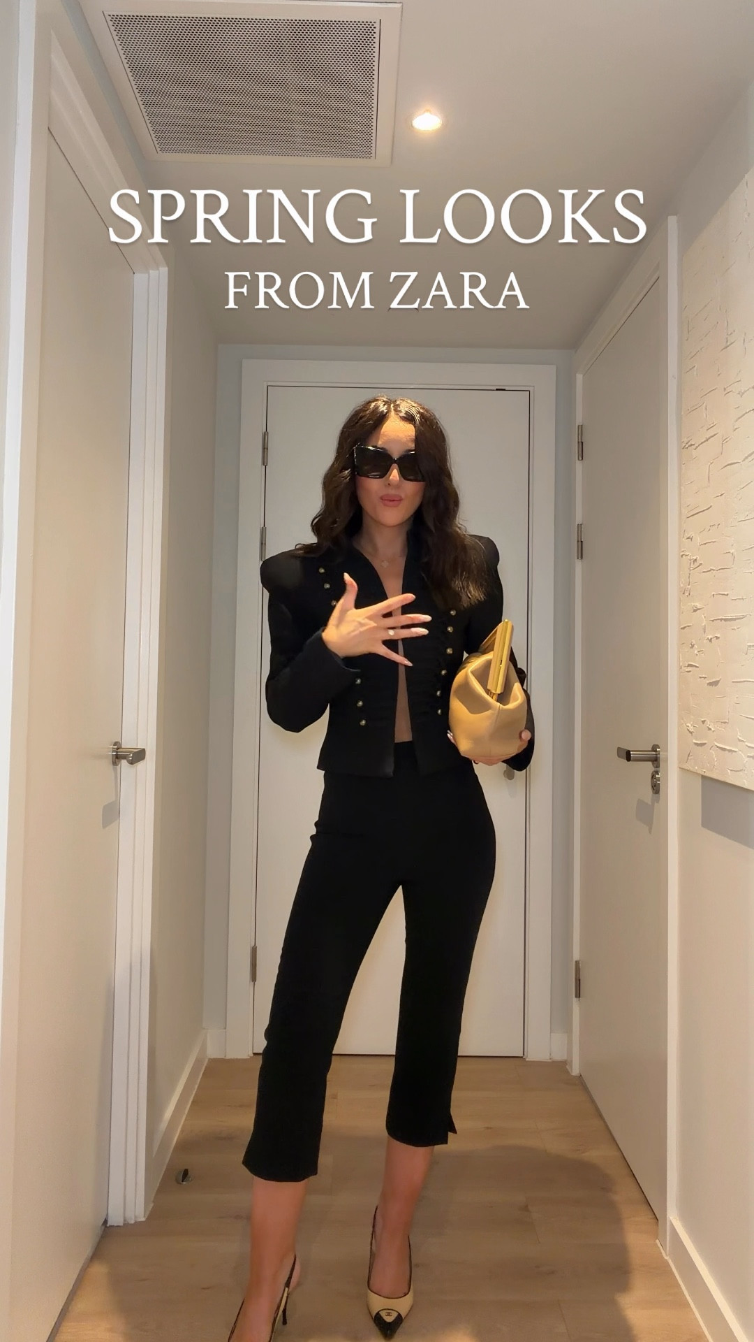 ZARA SPRING OUTFITS  🕶️

Sizing 👇🏼 I’m 5’6” and wear:
Trousers: XS
Jackets: S (black one runs tight so size up)
Knitwear/jumpers: S
Bodysuits: S
Skirts: XS
Leather bra: S

#LTKstyletip #LTKspring #LTKdatenight