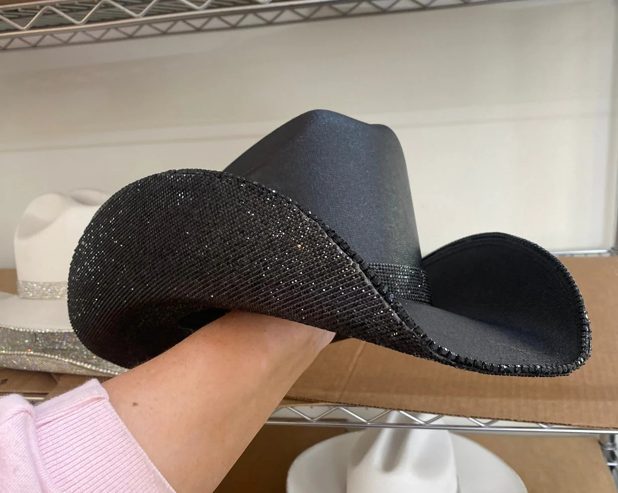 Blacked Out Square Style Rhinestone Cowgirl Hat- Underneath Only - S/M | BuddyLove