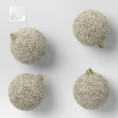 4ct 150mm Christmas Tinsel Ornament Set Champagne Gold - Wondershop™ | Target