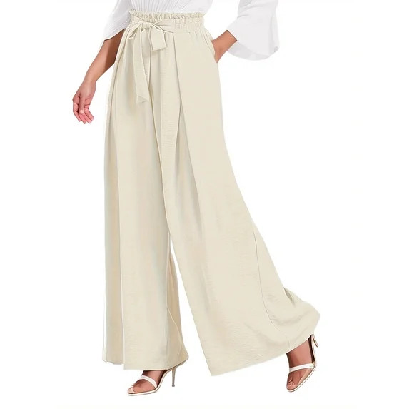 Fantaslook Womens Wide Leg Lounge Pants with Pockets High Waisted Adjustable Tie Knot Loose Casua... | Walmart (US)