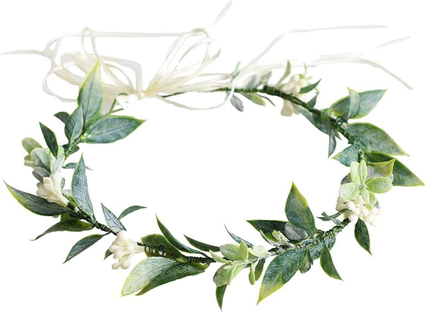 DDazzling Green Leaf Floral Crown Eucalyptus Flower Women Girls Headband Flower Headpiece Bridal ... | Amazon (US)