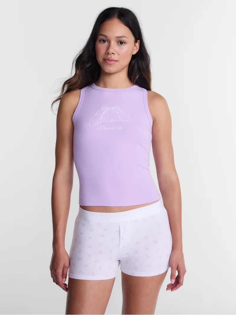 No Boundaries Sleepwear Ribbed Tank Top and Boxers Set from our Cloud Core Collection, 2 Piece, W... | Walmart (US)