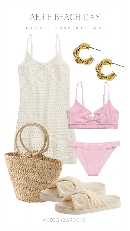 Aerie beach day outfit! Love this pink bikini and knit coverup! 

#LTKSeasonal #LTKsalealert #LTKstyletip