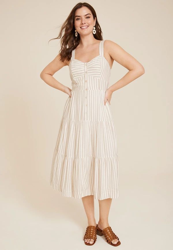 Corset Stripe Midi Dress | Maurices