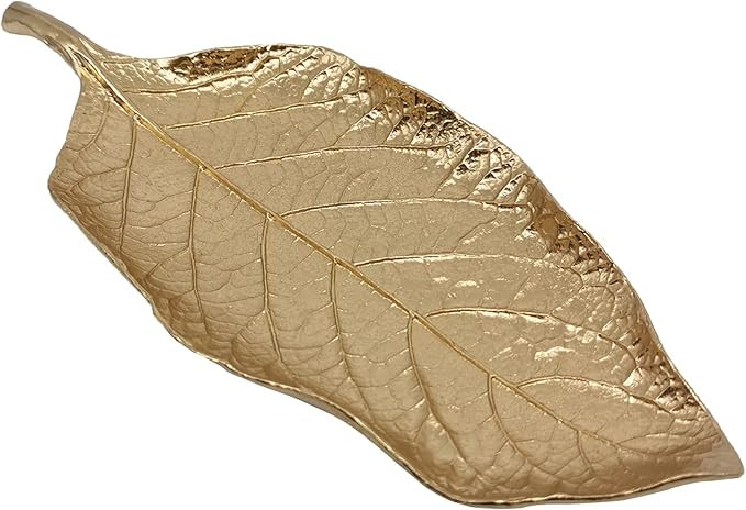 Jewelry Dish, Metal Trinket Dish Leaf Shaped Ring Holder Jewelry Organizer Vanity Dish Tray for D... | Amazon (US)