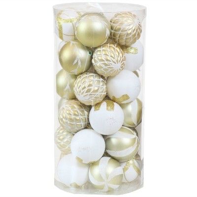 Sunnydaze Indoor Christmas Holiday Tree Shatterproof Glitter Ball Ornaments with Hooks - 2" - Whi... | Target