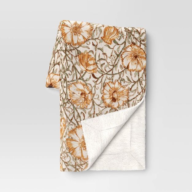 Floral Printed Plush Throw Blanket with Faux Shearing - Threshold™ | Target