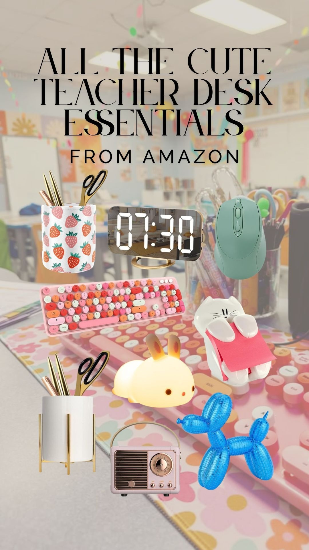 Desk Essentials | Cute Teacher Desk | Desk Accessories | Colorful Desk | Keyboard | Cute Desk | Teacher Finds | Desk Organization 

#LTKFindsUnder50 #LTKHome #LTKGiftGuide