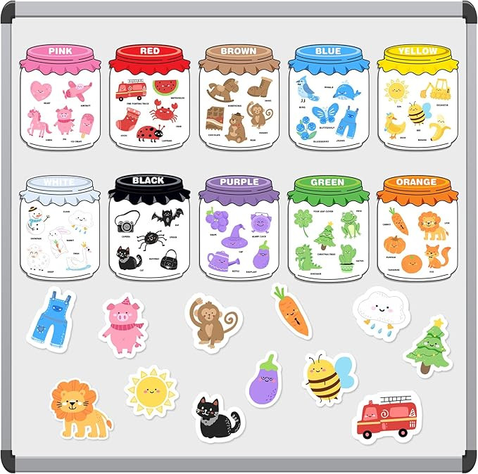 Magnetic Color Sorting Set for Fridge Toddlers 2 3 4 5 Montessori Color Learning for Whiteboard B... | Amazon (US)