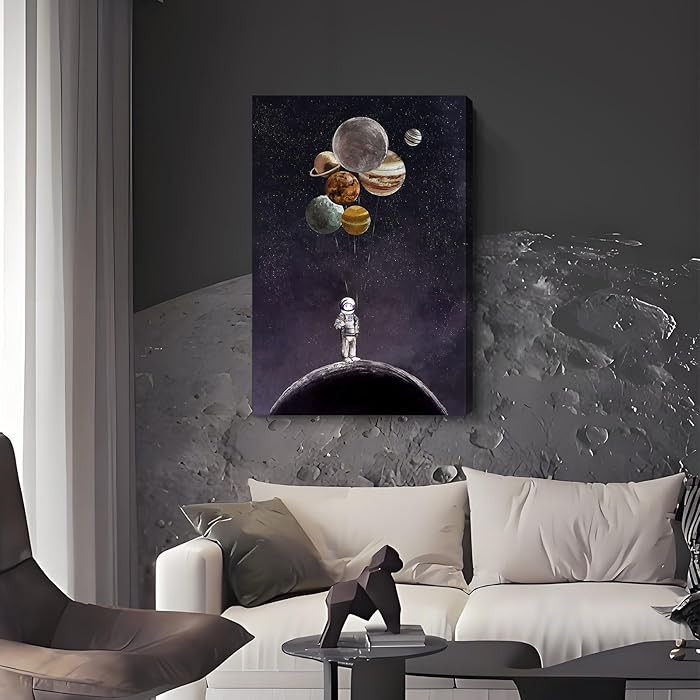 Large Inspirational Wall Art for Living Room Outer Space Wall Decor Astronaut Holding Planet Moti... | Amazon (US)