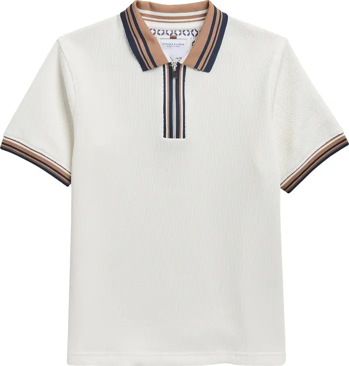 DENIM AND FLOWER Kids' Tipped Quarter Zip Polo | Nordstromrack | Nordstrom Rack