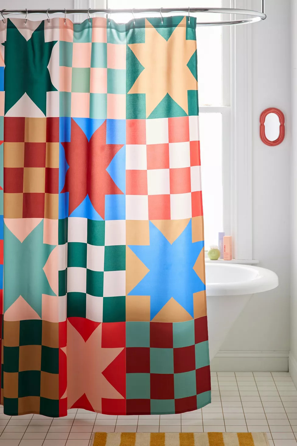 Quilt Star Patterned Shower Curtain | Urban Outfitters (US and RoW)