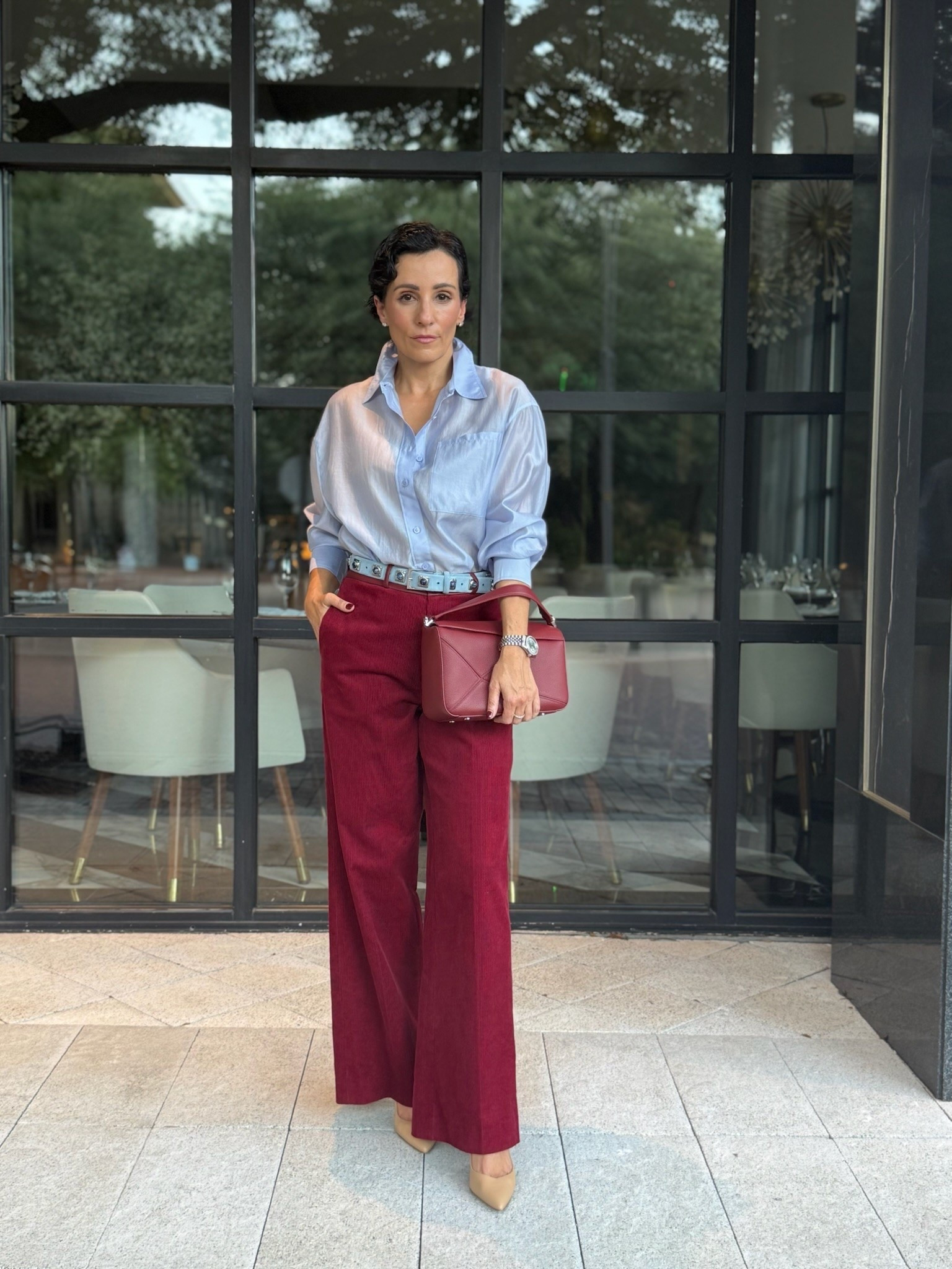 The perfect color combination for fall. The soft blue button down paired with rich burgundy creates a look that feels classic, elevated, and unexpected. A great reminder that simple color pairings can make such a statement.

burgundy pants, blue button down, fall color combination, wide leg pants, elevated outfit, classic style, workwear outfit, women over 50 style, timeless wardrobe, personal stylist, fall fashion, StyleWithEugenia

#LTKgrwm #LTKPetite #LTKootd