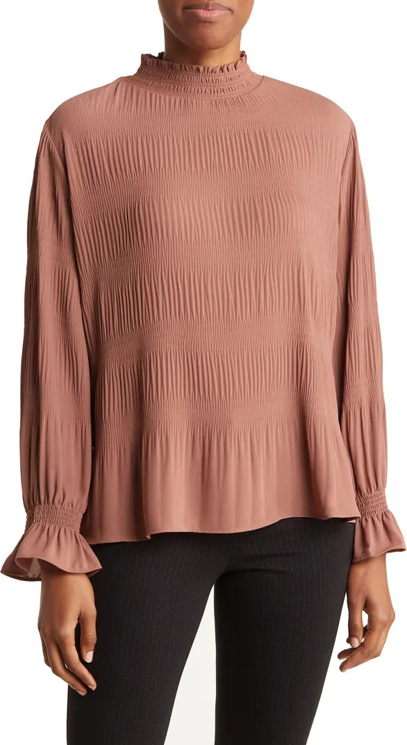 Adrianna Papell Mock Neck Long Sleeve Smocked Top | Nordstromrack | Nordstrom Rack