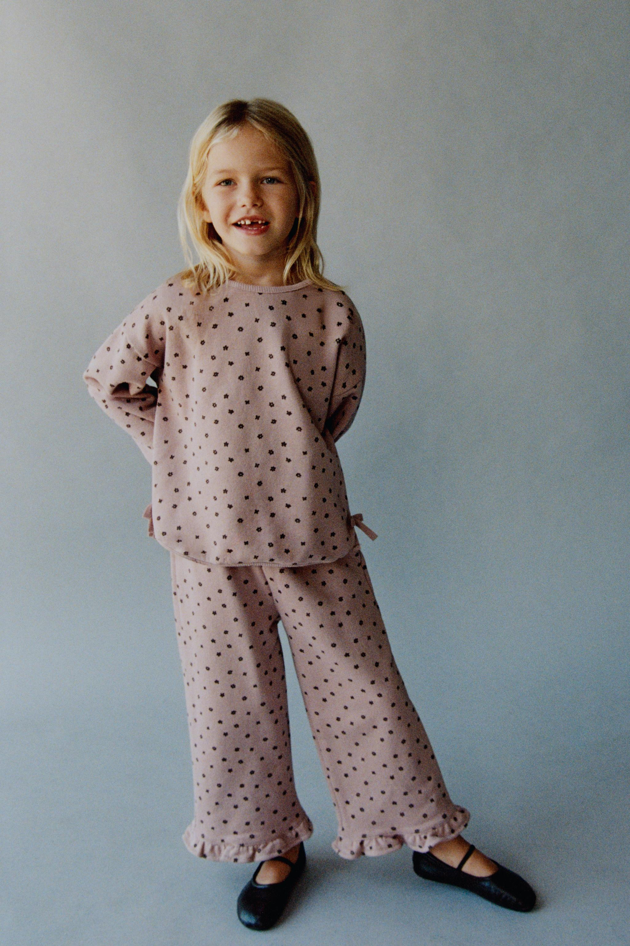 PRINTED PLUSH RUFFLE PANTS | Zara US