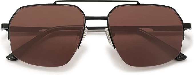 SOJOS Trendy Aviator Sunglasses Mens Womens Retro Double Bridge Metal Frame Semi-Rimless Shades S... | Amazon (US)