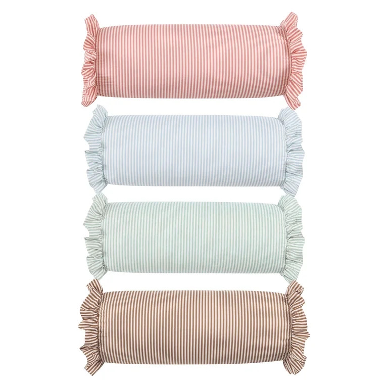 8" x 20" Green Striped Ruffle Bolster Decorative Pillow,1PCS,for Couch,Bed,Sofa,Long Cylinder Pil... | Walmart (US)