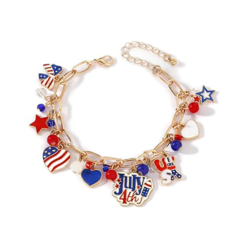 NextArt 4th of July Bracelet Red White Blue American Flag Bracelet Gift for Women Men 250th Anniversary USA Patriotic Jewelry Oufit Accessories (USA) | Amazon (US)