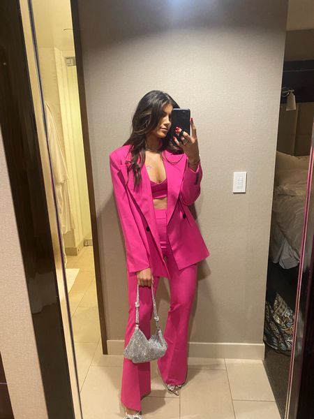 Pink suit, Vegas outfit Inspo
Size up one for fit!


#LTKstyletip #LTKunder50 #LTKsalealert