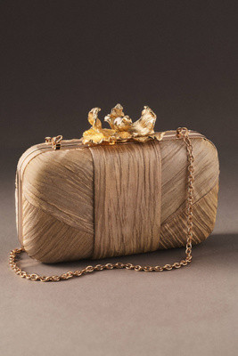 Jewel Badgley Mischka Leilani Gold Lamé Minaudiere Clutch Bag | Anthropologie (US)