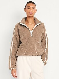 Loose Sherpa Quarter-Zip Pullover | Old Navy (CA)