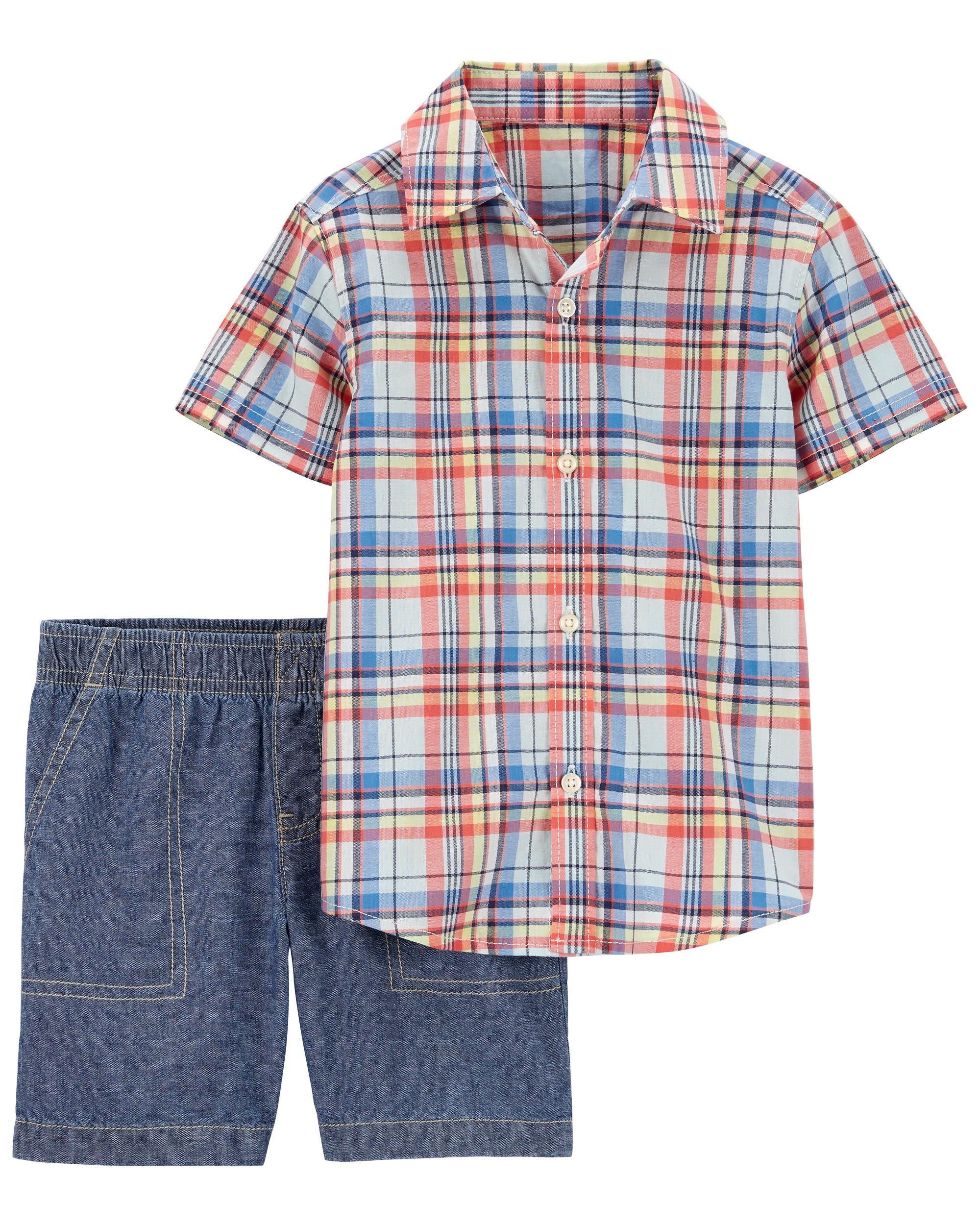 Toddler 2-Piece Palm Tree Button-Front Shirt & Short Set | OshKosh B'gosh