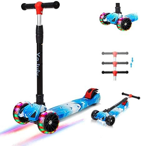 Zicosy Kids Scooter 3 Wheel Scooter,Adjustable Height Scooter for Kids ,Lean to Steer with Extra-Wid | Amazon (US)