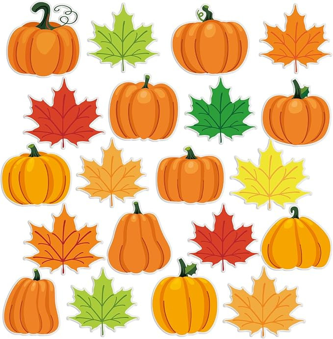 20 PCS Pumpkin Thick Gel Clings Fall Window Decorations Maple Leaves Window Clings Decals Thanksg... | Amazon (US)